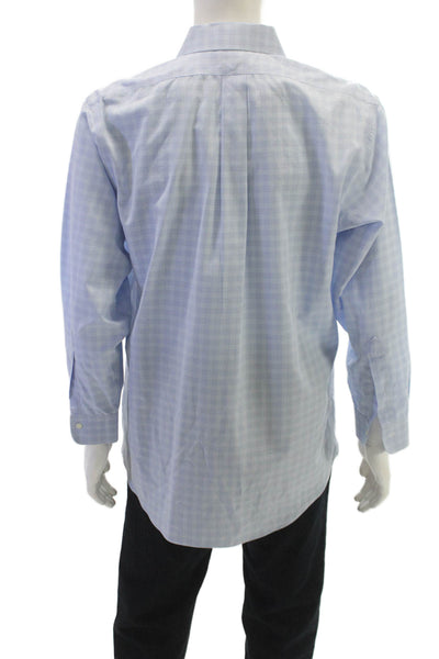 Brooks Brothers Mens Blue Plaid Button Down Cotton Shirt Size M