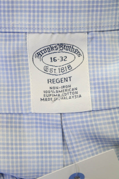 Brooks Brothers Mens Blue Plaid Button Down Cotton Shirt Size M
