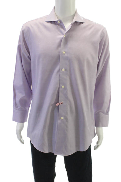 Brooks Brothers Mens Purple Supima Cotton Check Dress Shirt Size M