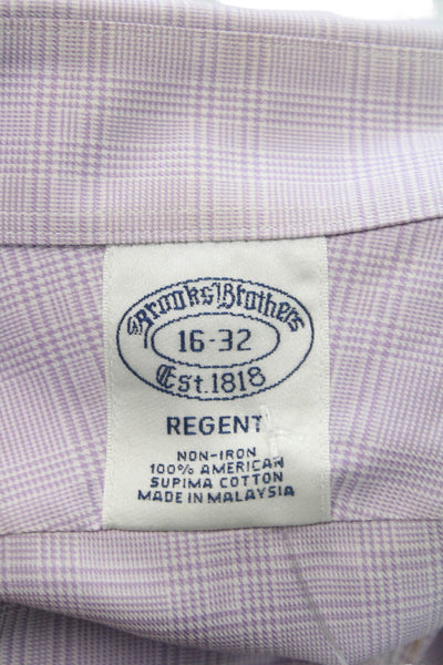 Brooks Brothers Mens Purple Supima Cotton Check Dress Shirt Size M