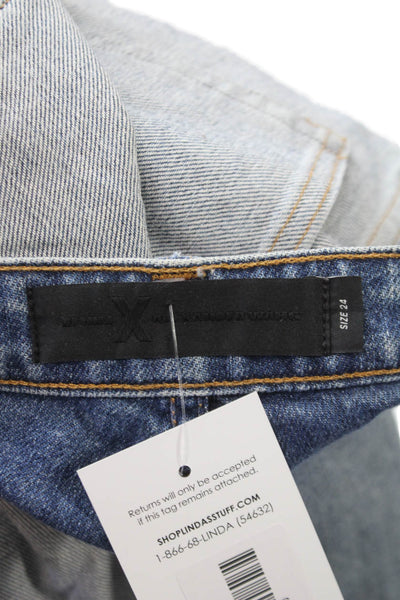 Alexander Wang Womens Straight Jeans Blue Cotton Blend Button Size 24