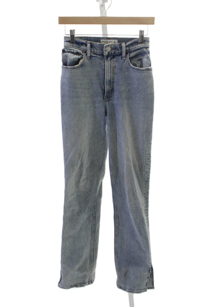Abercrombie & Fitch Womens Straight Jeans Blue Cotton Mid Rise Size 00