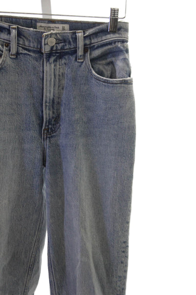 Abercrombie & Fitch Womens Straight Jeans Blue Cotton Mid Rise Size 00