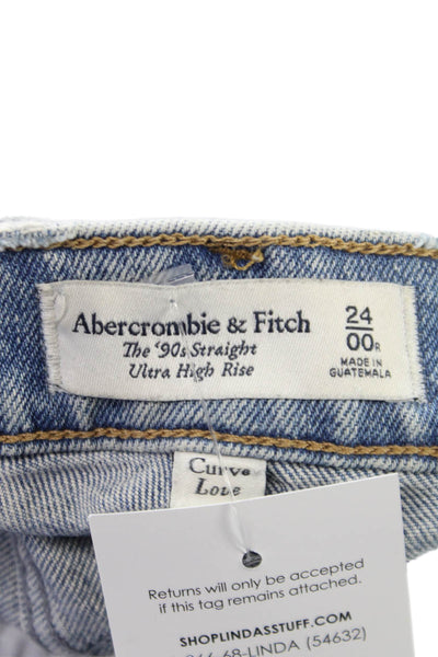 Abercrombie & Fitch Womens Straight Jeans Blue Cotton Mid Rise Size 00