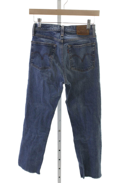 Levis Womens Straight Blue Cotton Jeans Low Rise Inseam 25 Size 24