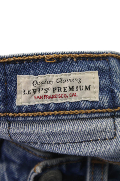 Levis Womens Straight Blue Cotton Jeans Low Rise Inseam 25 Size 24