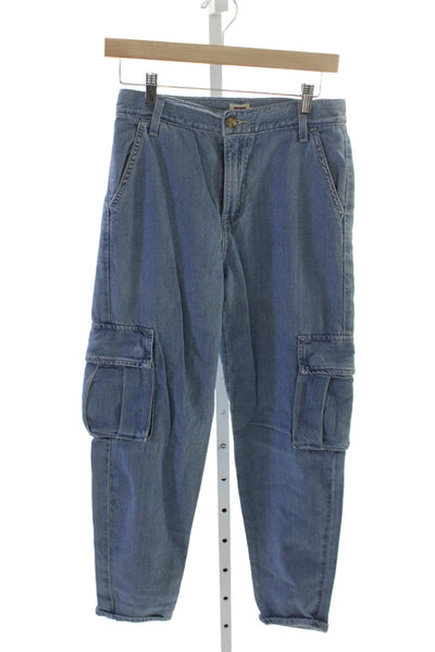 Levis Women Tapered Jeans Blue Cotton Blend High Rise 26 Inseam Size 24