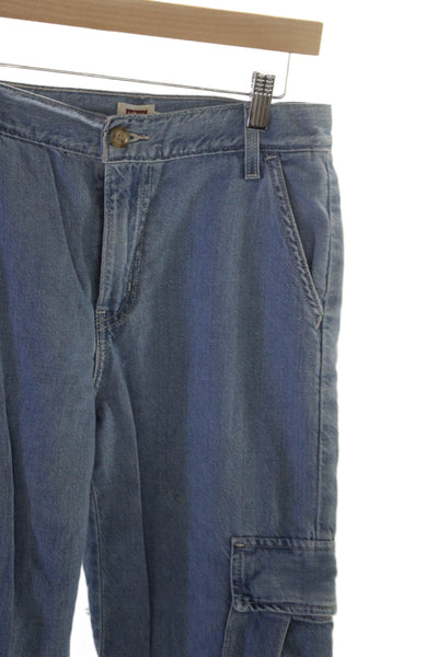 Levis Women Tapered Jeans Blue Cotton Blend High Rise 26 Inseam Size 24