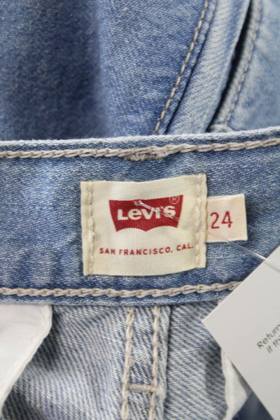 Levis Women Tapered Jeans Blue Cotton Blend High Rise 26 Inseam Size 24