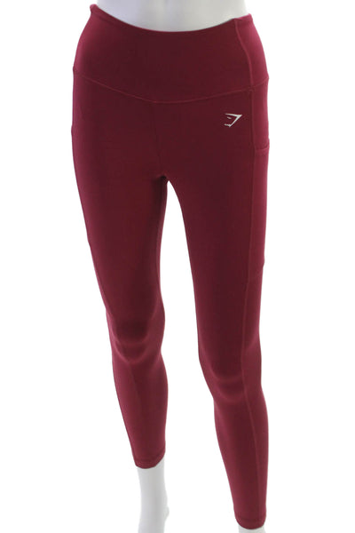 GYMSHARK Womens Red Ankle Leggings Recycled Polyester Elastane Size XS