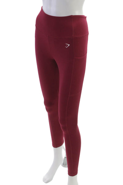 GYMSHARK Womens Red Ankle Leggings Recycled Polyester Elastane Size XS