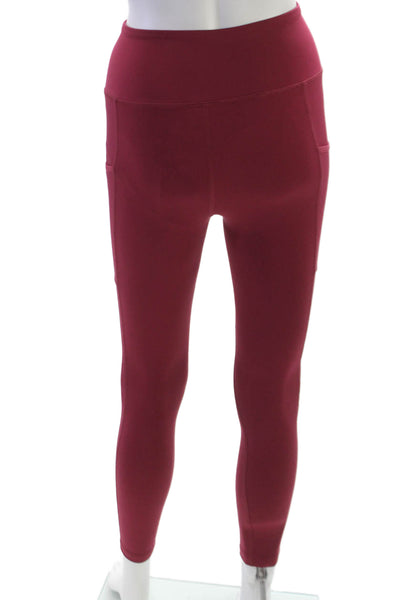 GYMSHARK Womens Red Ankle Leggings Recycled Polyester Elastane Size XS