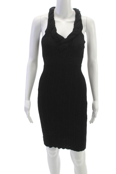Malo Womens Sweater Dress Black Halter Sleeveless Cotton Pullover Size XS