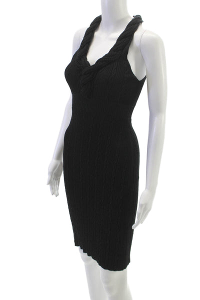 Malo Womens Sweater Dress Black Halter Sleeveless Cotton Pullover Size XS