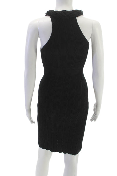 Malo Womens Sweater Dress Black Halter Sleeveless Cotton Pullover Size XS