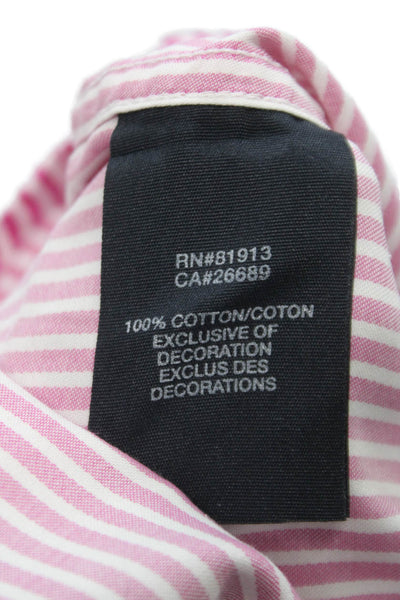 Robert Graham Mens Cotton Striped Button Down Shirt Pink Size XL