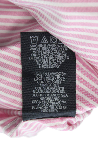 Robert Graham Mens Cotton Striped Button Down Shirt Pink Size XL