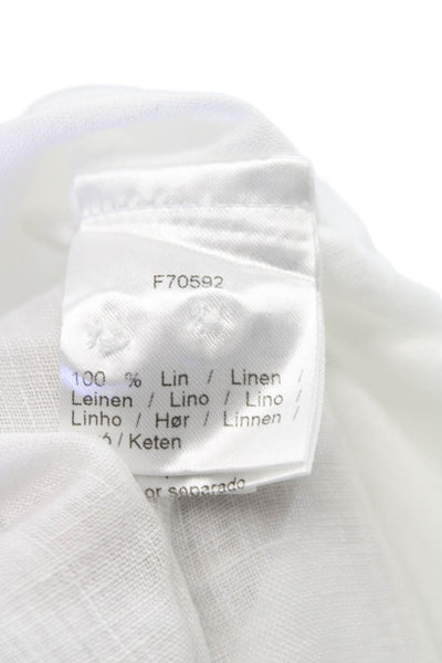 Lacoste Mens Linen Short Sleeve Button Down Shirt White Size L