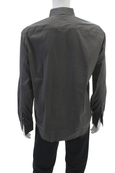 Theory Mens Cotton Casual Button Down Shirt Gray Size L