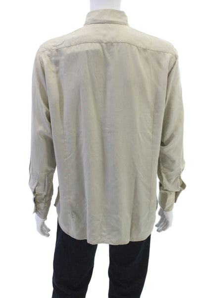 Tintoria Mattei Mens Cotton Collared Long Sleeve Button Down Shirt Gray Size 44