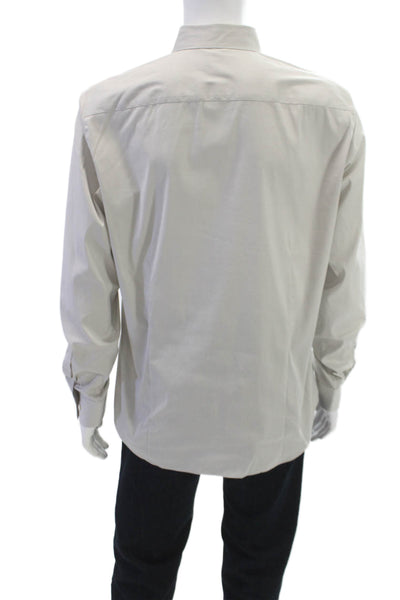 Theory Mens Cotton Button Down Shirt Light Gray Size XL