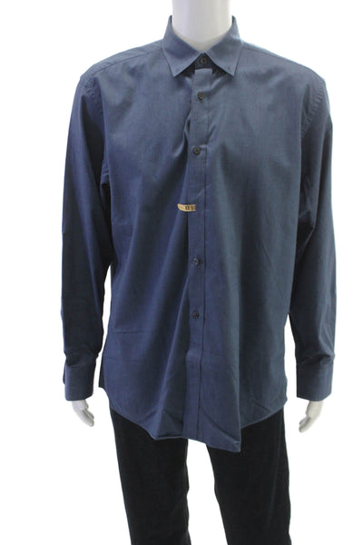 Charles Tyrwhitt Mens Cotton Casual Button Down Shirt Blue Size L