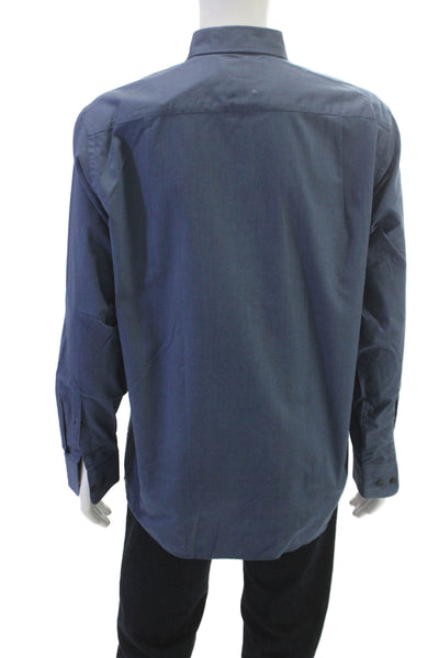Charles Tyrwhitt Mens Cotton Casual Button Down Shirt Blue Size L