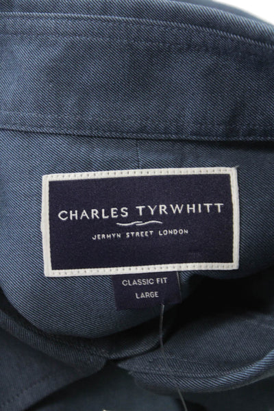 Charles Tyrwhitt Mens Cotton Casual Button Down Shirt Blue Size L