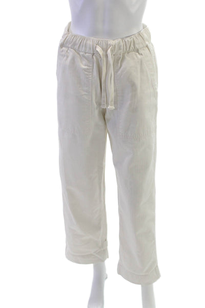 Buck Mason Womens Cropped Herringbone Cotton Drawstring Pants Ivory Size XS