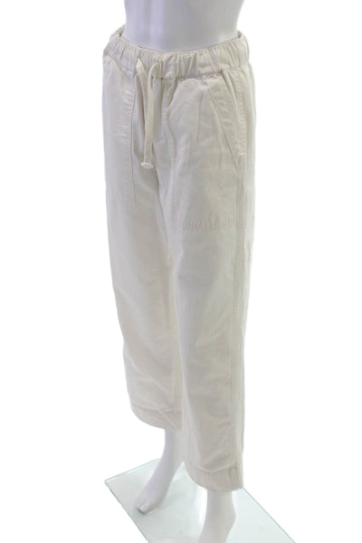 Buck Mason Womens Cropped Herringbone Cotton Drawstring Pants Ivory Size XS