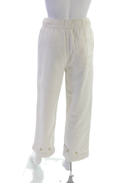 Buck Mason Womens Cropped Herringbone Cotton Drawstring Pants Ivory Size XS