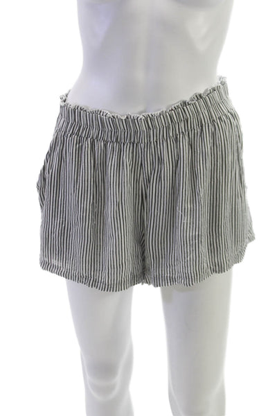 Saltwater Luxe Women Black Striped Viscose Pull On Shorts Size M