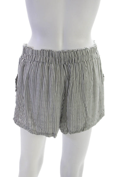 Saltwater Luxe Women Black Striped Viscose Pull On Shorts Size M