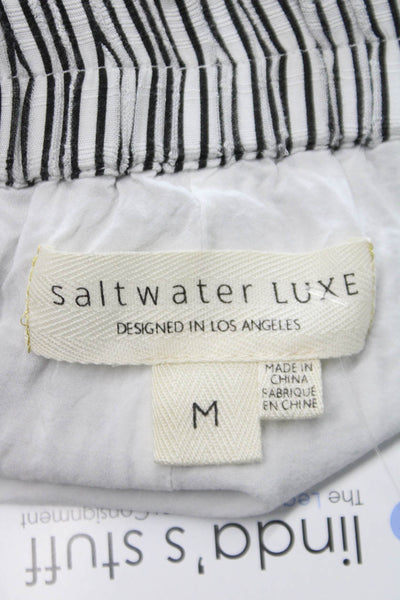 Saltwater Luxe Women Black Striped Viscose Pull On Shorts Size M