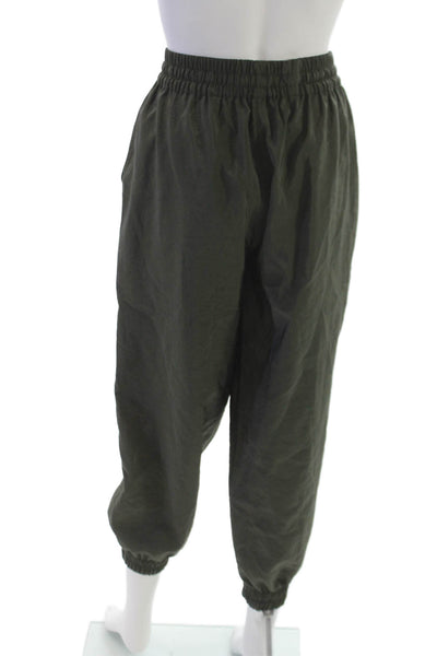 Zara Women Jogger Pants Green Polyester Drawstring Size XS