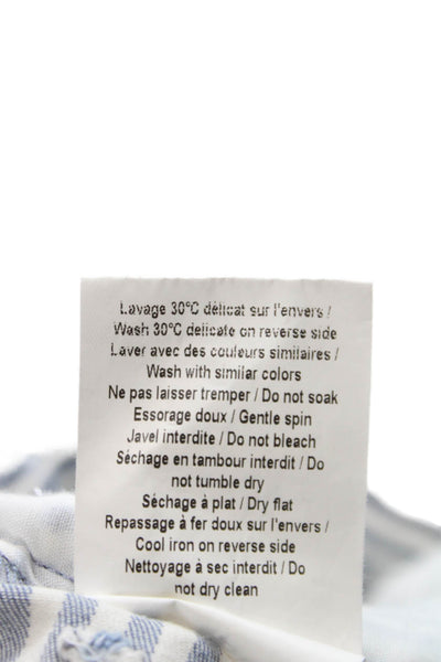 Leon & Harper Womens Blue Striped Cotton Elastane Button Pants Size 34