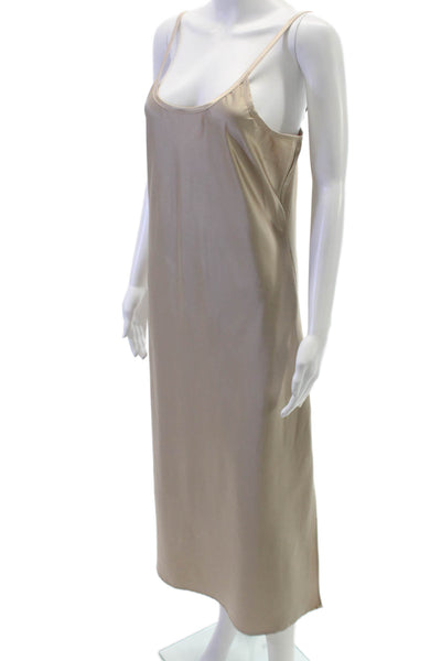 JS71 Womens Beige Viscose Slip Dress Sleeveless Scoop Neck Knee Length Size M