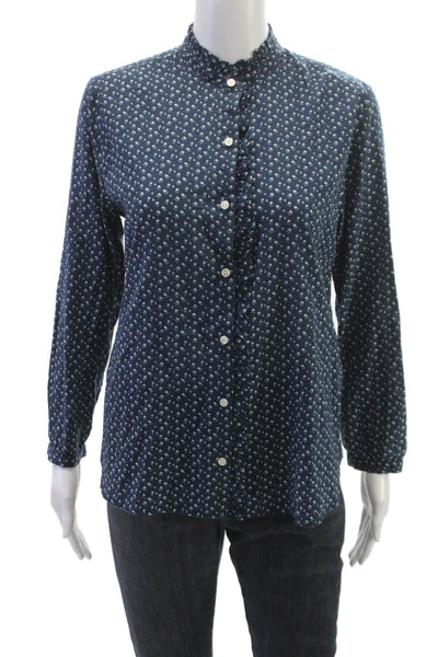 Birds of Paradis by Trovata Womens Blue Floral Longsleeve Button-Up Size S