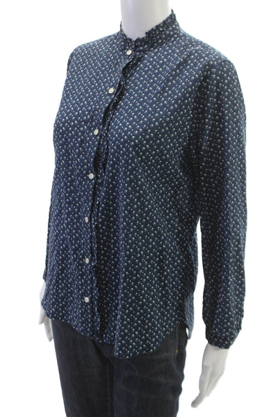 Birds of Paradis by Trovata Womens Blue Floral Longsleeve Button-Up Size S