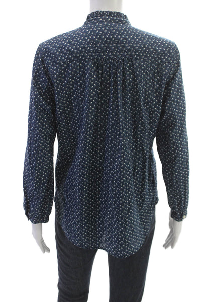 Birds of Paradis by Trovata Womens Blue Floral Longsleeve Button-Up Size S