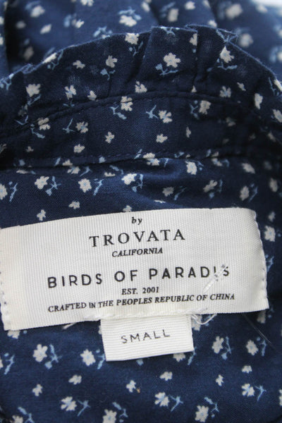 Birds of Paradis by Trovata Womens Blue Floral Longsleeve Button-Up Size S