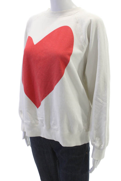 Kerri Rosenthal Womens Pullover White Cotton Heart Crewneck Size S