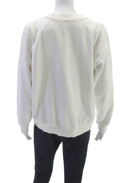 Kerri Rosenthal Womens Pullover White Cotton Heart Crewneck Size S