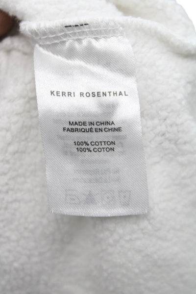 Kerri Rosenthal Womens Pullover White Cotton Heart Crewneck Size S