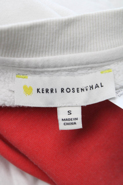 Kerri Rosenthal Womens Pullover White Cotton Heart Crewneck Size S