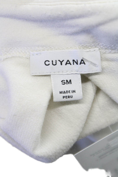 Cuyana Womens Ivory V-Neck Cotton Blend Pullover Sweatshirt Long Sleeve Size S