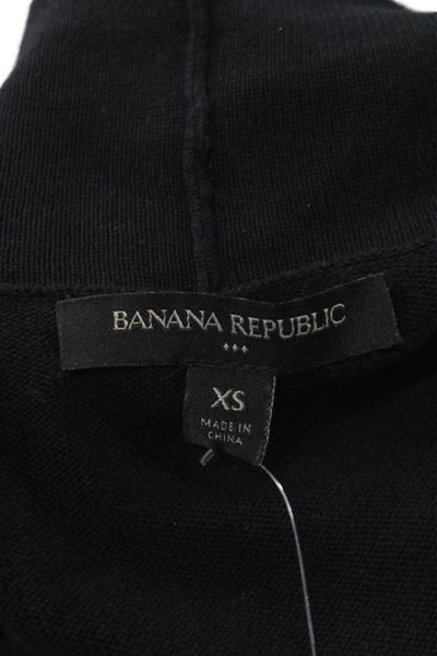 Banana Republic Women Cardigan Black Cotton Collared Long Sleeve Petite Size XS