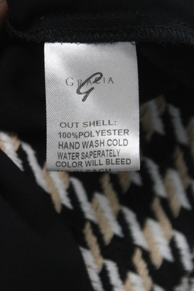 Gracia Women Black Check Collared Blouse Long Sleeve Size S