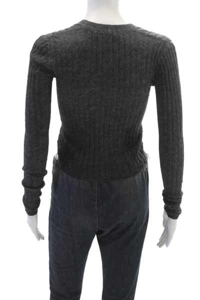 Theory Women Cardigan Gray Baby Alpaca V Neck Long Sleeve Size PP