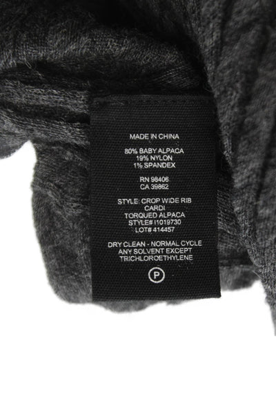 Theory Women Cardigan Gray Baby Alpaca V Neck Long Sleeve Size PP